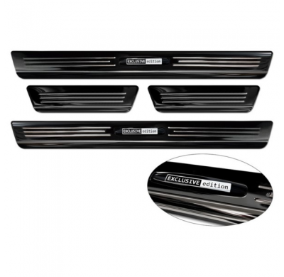 Protectores de umbral de puerta Mirror Black Inox adecuados para Seat Arona 2017-2021 y FL 2021- - 'Exclusive' - 4 piezas