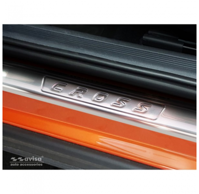 Protector talonera de puerta acero inox Volkswagen T-Cross 2018- 'Cross' 4-piezas