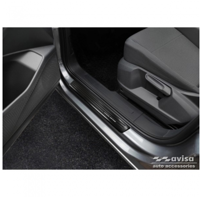 Protectores de umbral de puerta de acero inoxidable negro valido para Volkswagen Caddy V 2020- - 'Edición especial' - 2 piezas
