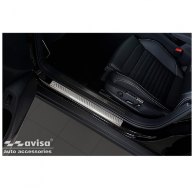 Protectores de umbral de puerta de acero inoxidable valido para Volkswagen Passat 3G Sedan / Variant 2014- - 'Lines' - 4 piezas