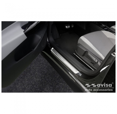 Protectores de umbral de puerta de acero inoxidable valido para Volkswagen ID.3 2020- - 'Lines' - 4 piezas