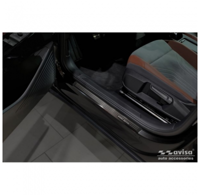 Protectores de umbral de puerta de acero inoxidable negro valido para Volkswagen ID.4 2020- - 'Edición especial' - 4 piezas