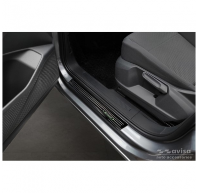 Protectores De Umbral De Puerta En Negro Espejo Adecuados Para Volkswagen Caddy V 2020- 'E-Power' - 2 Piezas