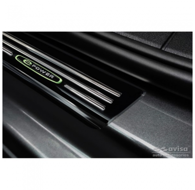 Protectores De Umbral De Puerta En Negro Espejo Adecuados Para Volkswagen Caddy V 2020- 'E-Power' - 2 Piezas