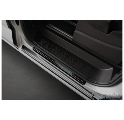 Protectores de umbral de puerta en negro espejo adecuados para Volkswagen Multivan T7 2021- - 'Hybrid' - 4 piezas