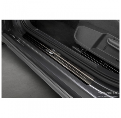 Protectores de umbral de puerta de acero inoxidable negro adecuados para Volkswagen Taigo 2021- 'Exclusive Edition' - 4 piezas