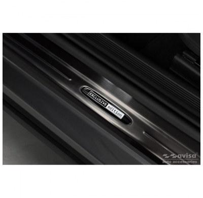 Protectores de umbral de puerta de acero inoxidable negro adecuados para Volkswagen Taigo 2021- 'Exclusive Edition' - 4 piezas