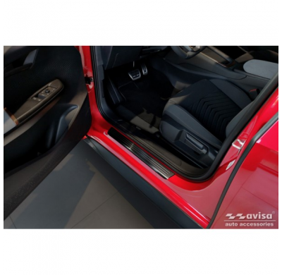 Protectores de umbral de puerta en acero inoxidable negro aptos para Volkswagen ID.3 2020- y Cupra Born 2021- 'Lines' - 4 piezas