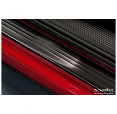 Protectores de umbral de puerta en acero inoxidable negro aptos para Volkswagen ID.3 2020- y Cupra Born 2021- 'Lines' - 4 piezas