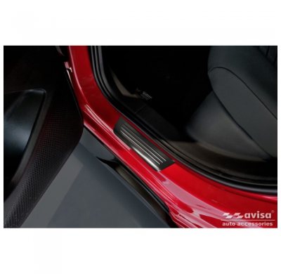 Protectores de umbral de puerta en acero inoxidable negro aptos para Volkswagen ID.3 2020- y Cupra Born 2021- 'Lines' - 4 piezas