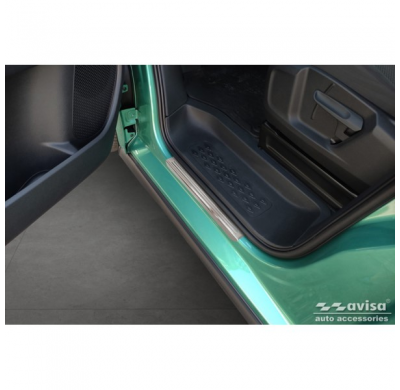 Protectores de umbral de puerta de acero inoxidable aptos para Volkswagen ID.Buzz 2022- - 'Lines' - 2 piezas