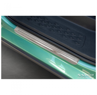 Protectores de umbral de puerta de acero inoxidable aptos para Volkswagen ID.Buzz 2022- - 'Lines' - 2 piezas