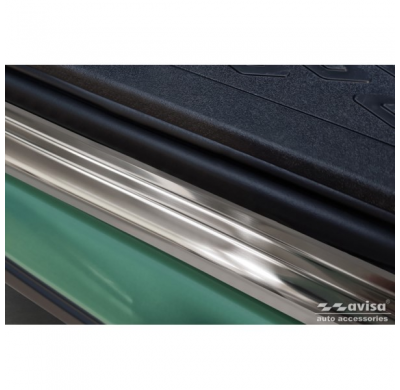 Protectores de umbral de puerta de acero inoxidable aptos para Volkswagen ID.Buzz 2022- - 'Lines' - 2 piezas