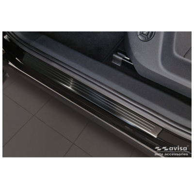 Protectores de umbral de puerta de acero inoxidable negros adecuados para Volkswagen Tiguan III (CT1) 2024- - 'Lines' - 4 piezas