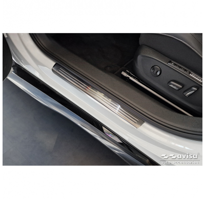 Protectores de umbral de puerta de acero inoxidable aptos para Volkswagen ID.7 2023- - 'Lines' - 4 piezas