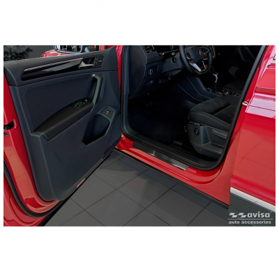 Protectores de umbral de puerta de acero inoxidable negros adecuados para Volkswagen Tiguan II 2016-2020 y FL 2020- incl. Allspa