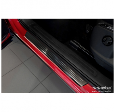 Protectores de umbral de puerta de acero inoxidable negros adecuados para Volkswagen Tiguan II 2016-2020 y FL 2020- incl. Allspa
