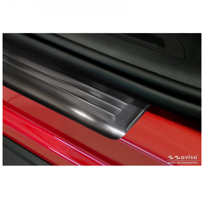 Protectores de umbral de puerta de acero inoxidable negros adecuados para Volkswagen Tiguan II 2016-2020 y FL 2020- incl. Allspa