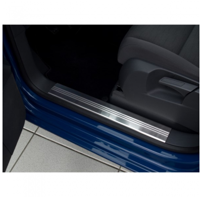 Protector Talonera De Puerta Acero Inox Volkswagen Touran Ii 2010-2015 - 'Lines' - 4-Piezas