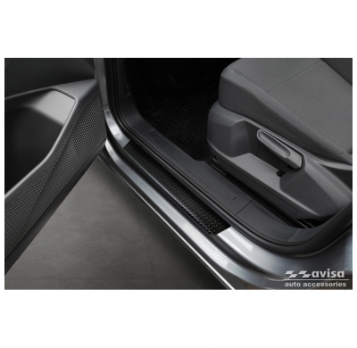 Protectores de umbral de puerta de aluminio 'Riffled Plate' para Volkswagen Caddy V 2020- - 2 piezas - Negro