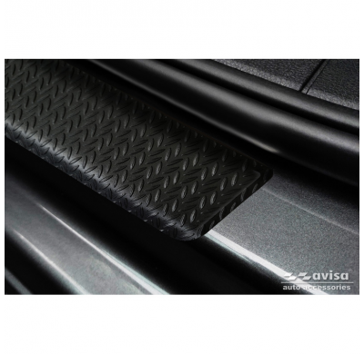 Protectores de umbral de puerta de aluminio 'Riffled Plate' para Volkswagen Caddy V 2020- - 2 piezas - Negro
