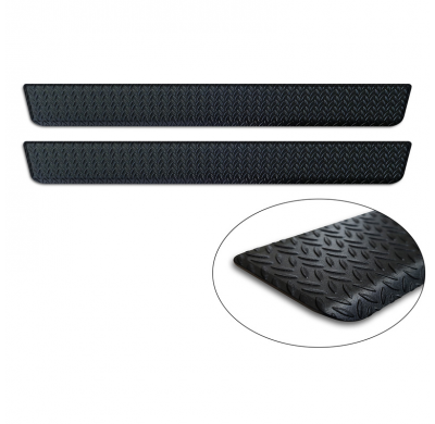 Protectores de umbral de puerta de aluminio 'Riffled Plate' para Volkswagen Caddy V 2020- - 2 piezas - Negro