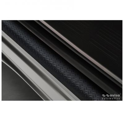 Protectores de umbral de puerta de aluminio 'Riffled Plate' para Volkswagen Multivan T7 2021- - 4 piezas - Negro