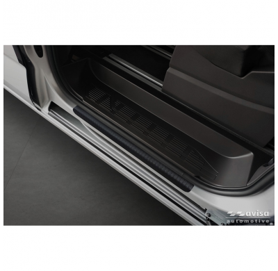 Protectores de umbral de puerta de aluminio 'Riffled Plate' para Volkswagen Multivan T7 2021- - 4 piezas - Negro