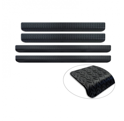 Protectores de umbral de puerta de aluminio 'Riffled Plate' para Volkswagen Multivan T7 2021- - 4 piezas - Negro