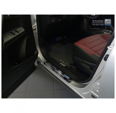 Protector negro talonera de puerta acero inox Toyota C-HR 2016- & RAV4 IV FL 2016-2018 - 'Hybrid' - 4-piezas