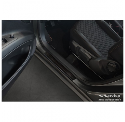 Protectores de umbral de puerta de aluminio 'Riffled Plate' aptos para Toyota Aygo X 2022- - 4 piezas - Negro