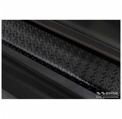 Protectores de umbral de puerta de aluminio 'Riffled Plate' aptos para Toyota Aygo X 2022- - 4 piezas - Negro