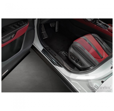 Protectores de umbral de puerta de acero inoxidable negros adecuados para Lexus NX II 2021- 'Lines' - 4 piezas