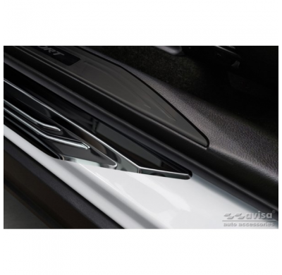 Protectores de umbral de puerta de acero inoxidable negros adecuados para Lexus NX II 2021- 'Lines' - 4 piezas