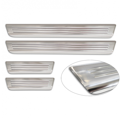 Protectores de umbral de puerta Avisa Inox compatibles con Hyundai Kona II 2023- / MG 3 2024- / MG ZS II 2024- 'Lines' - 4 pieza