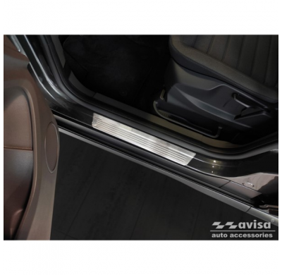 Protectores De Umbral De Puerta De Acero Inoxidable Valido Para Ford Transit Connect Ii 2014-2017 Y Fl 2017- 'Lines' - 2 Piezas