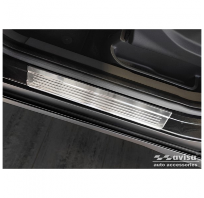 Protectores De Umbral De Puerta De Acero Inoxidable Valido Para Ford Transit Connect Ii 2014-2017 Y Fl 2017- 'Lines' - 2 Piezas