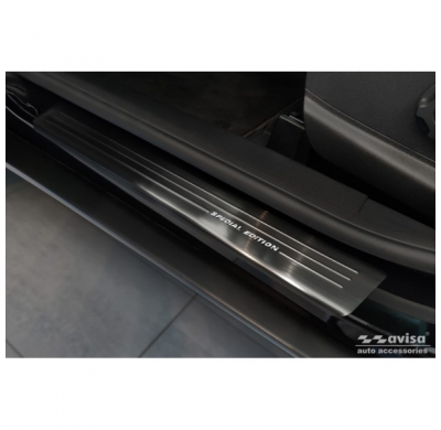 Protectores de umbral de puerta de acero inoxidable negro valido para Ford EcoSport Facelift 2017- - 'Edición especial' - 4 piez