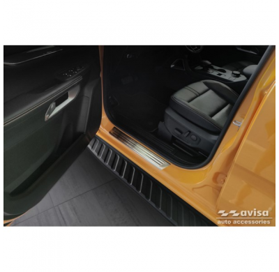 Protectores de umbral de puerta de acero inoxidable aptos para Ford Ranger VI 2022- 'Lines' - 4 piezas