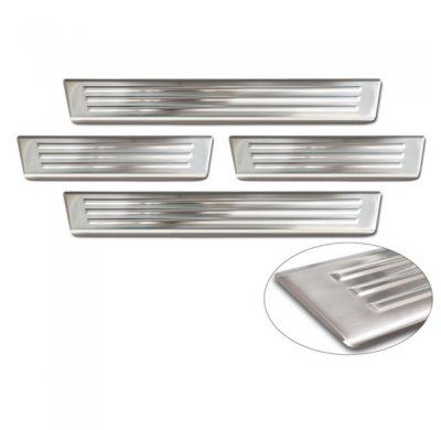 Protectores de umbral de puerta de acero inoxidable aptos para Ford Ranger VI 2022- 'Lines' - 4 piezas