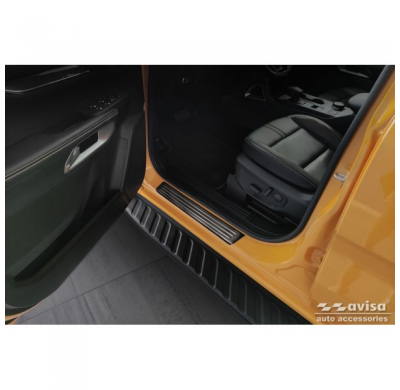 Protectores de umbral de puerta en acero inoxidable negro aptos para Ford Ranger VI 2022- 'Lines' - 4 piezas