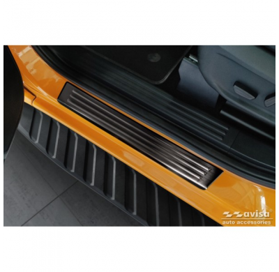 Protectores de umbral de puerta en acero inoxidable negro aptos para Ford Ranger VI 2022- 'Lines' - 4 piezas