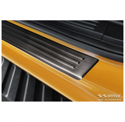 Protectores de umbral de puerta en acero inoxidable negro aptos para Ford Ranger VI 2022- 'Lines' - 4 piezas