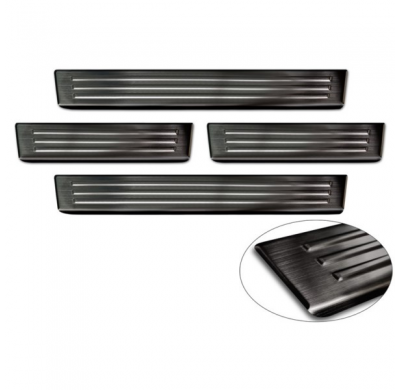 Protectores de umbral de puerta en acero inoxidable negro aptos para Ford Ranger VI 2022- 'Lines' - 4 piezas