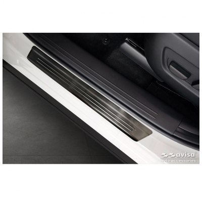 Protectores de umbral de puerta de acero inoxidable negros adecuados para Mazda CX-60 (KH) 2022- - 'Lines' - 4 piezas