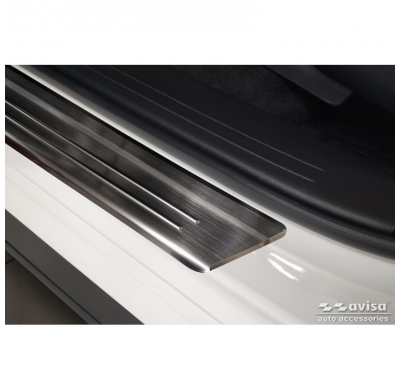 Protectores de umbral de puerta de acero inoxidable negros adecuados para Mazda CX-60 (KH) 2022- - 'Lines' - 4 piezas