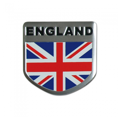 Emblema / Logo De Aluminio - Inglaterra Con Bandera - 5,6x5,6cm
