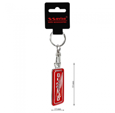 Llavero de acero inoxidable - 'Quattro' Rojo