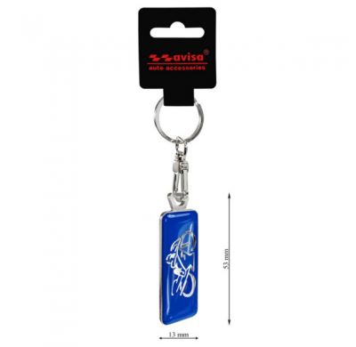 Llavero de acero inoxidable - 'Moto' Azul