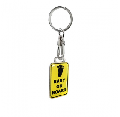 Llavero de acero inoxidable - 'Bebé a bordo'